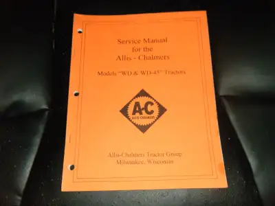 Allis Chalmers WD and WD 45 Tractor Service Manual Copy shipping available any questions please mess...