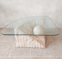 Coffee table & End table, Stone base and Glass top