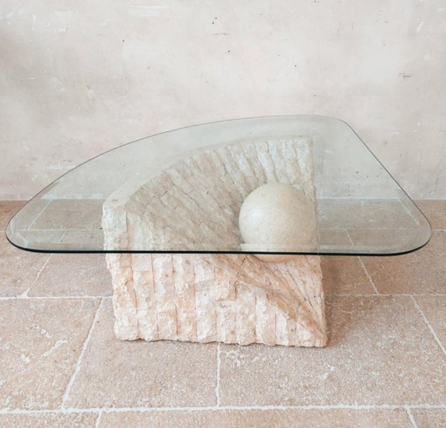 Coffee table & End table, Stone base and Glass top in Coffee Tables in Ottawa