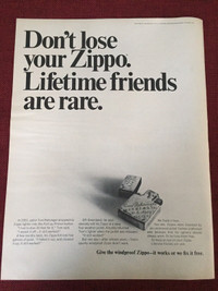 1968 Zippo Lighters Original Ad