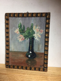 Antiques Oil Painting Small Still Life 5.25” X 6.5”