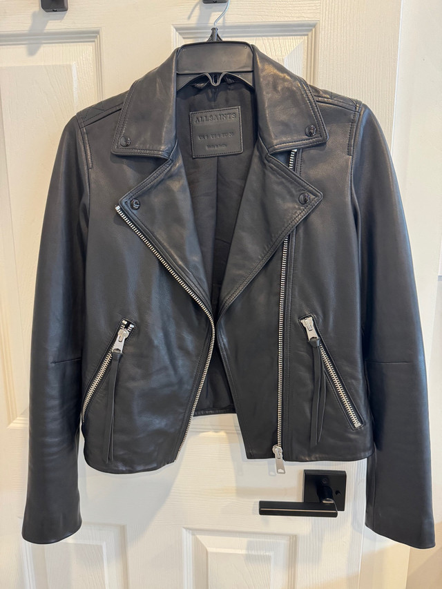NEW AllSaints - Dalby Slim Fit Leather Biker Jacket (size US 4) in Women's - Tops & Outerwear in Mississauga / Peel Region
