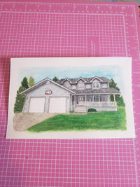 Traditional Watercolour House Portrait. Custom Painting