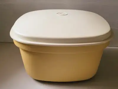 Vintage Square Tupperware Harvest Gold 3 Piece Steamer, View more