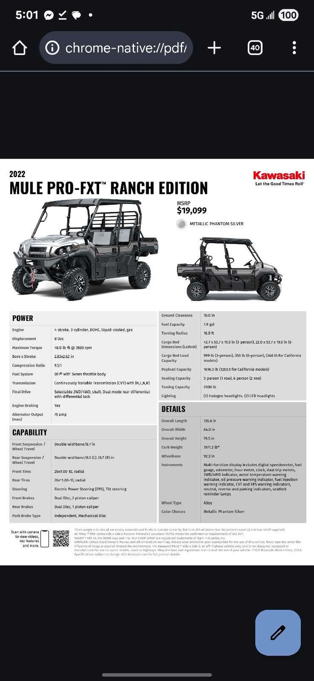 2022 Kawasaki mule pro fxt ranch edition  in ATVs in Kawartha Lakes - Image 4