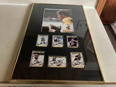 Bobby Orr rare framed photo and 6 autographed hockey cards ., View more
