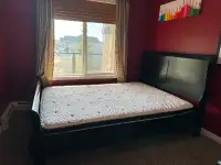 Moving Sale a Solid Wood Black QueenSize Bed set with Mattress