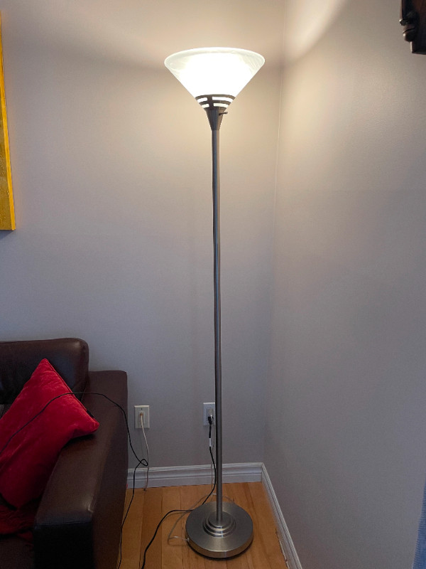 70'' Brushed Silver Torchiere Floor Lamp in Indoor Lighting & Fans in London - Image 3