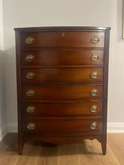 Solid Wood Bow Front Dresser – 6 Drawers – 47” Tall, View more