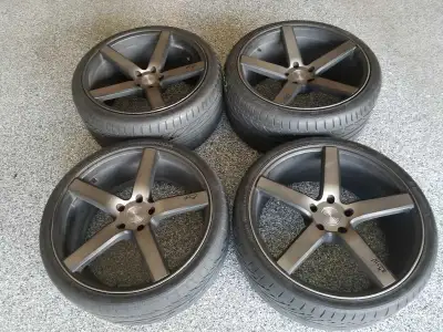 Will fit BMW 5 & 6 Series cars. One rim has a bend but still holds air and can be repaired. Tire siz...