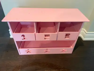 pink wooden toy organizer, View more