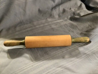 Vintage Wood Rolling Pin with Green Handles
