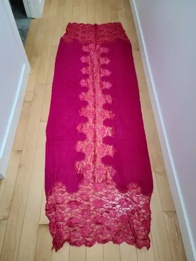 Magenta Flower Lace Scarf, View more