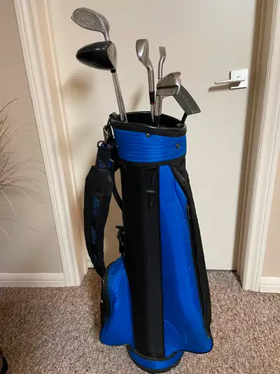 Left handed golf clubs plus bag, View more