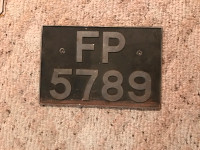 Foreign licence plate (single) (possibly UK) car License 