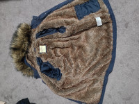 Men's Hollister Small Fur-lined Navy Winter Jacket