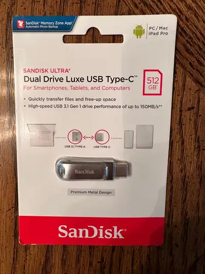 BRAND NEW Sandisk Ultra 512GB Dual Drive Luxe USB Type-C, View more