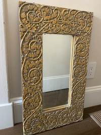 Old wooden framed rectangle mirror