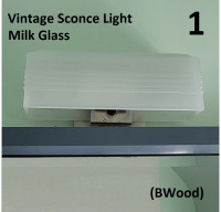 Light - Vintage Sconce Light, Milk Glass Shade, Porcelain Base