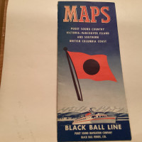Vintage Rare BC  Black Ball Line Ferry Service and  Map 