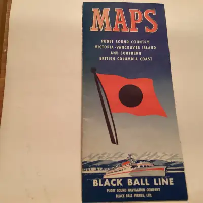 1960 ferry line map of Puget Sound, Victoria, Vancouver Island and the southern coast of BC.