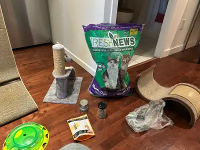 Cat Supplies Bundle – Scratchers, Litter, Toys & Treats, View more