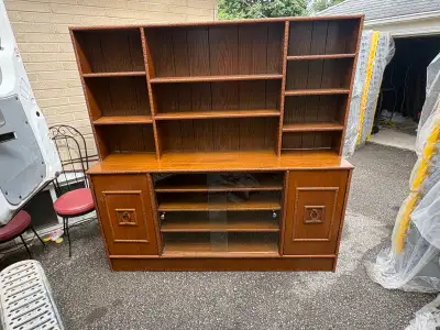 Free delivery used antique Wooden Bookcase with Cabinet Storage, View more