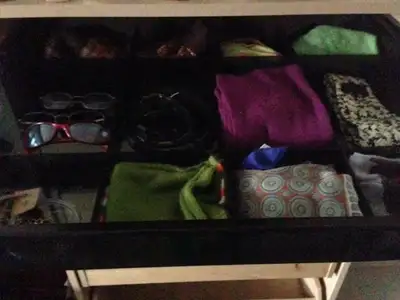 IKEA Plastic shelving Units with compartments, Black color, with sliding track. Size wide 27" x deep...