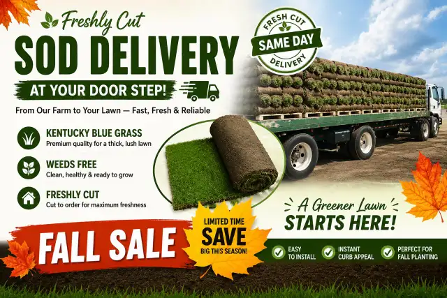Freshly cut sod delivery 7 days a week
