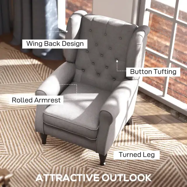 Fabric Accent Chair, Button Tufted Armchair, Upholstered Modern  in Chairs & Recliners in Markham / York Region - Image 4