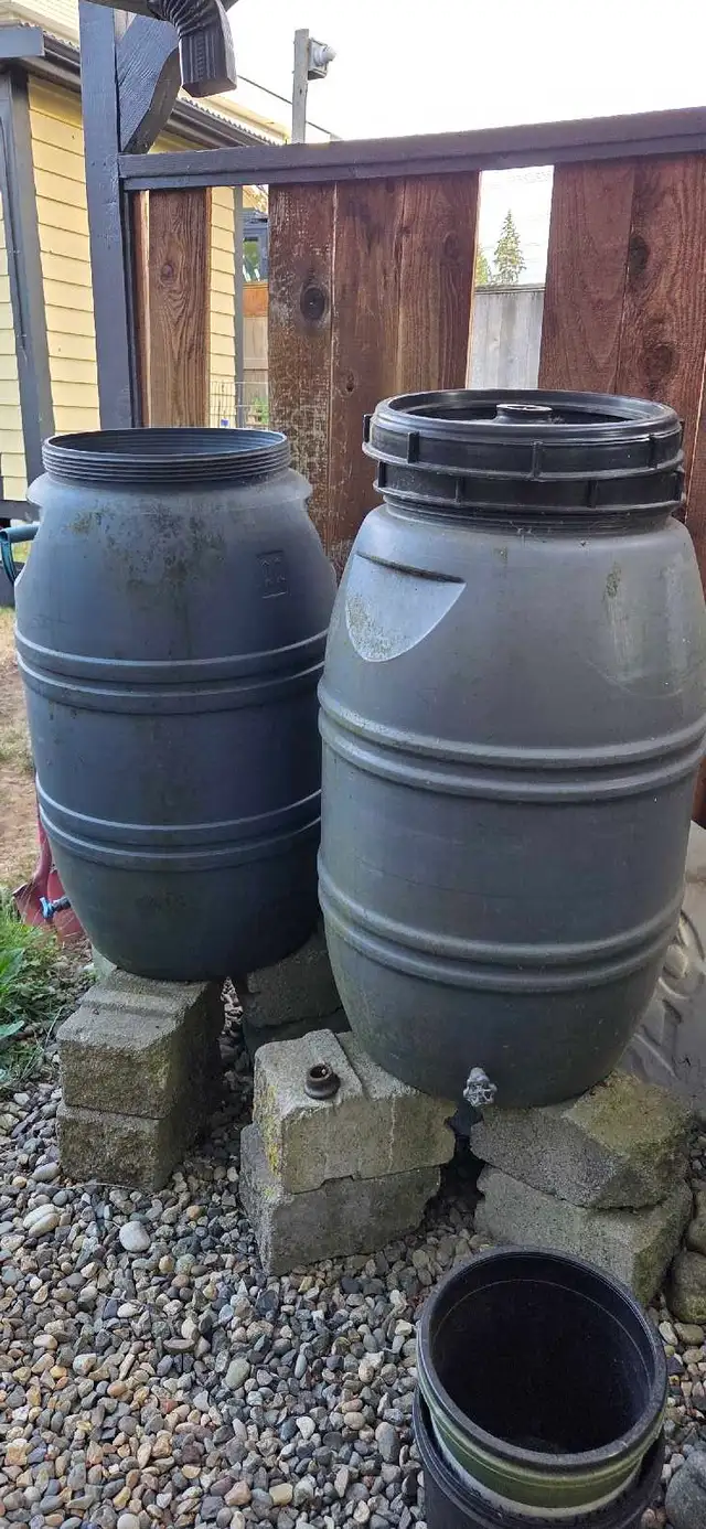 Estate Sale  2 food grade plastic barrels with taps in Storage Containers in Delta/Surrey/Langley - Image 2