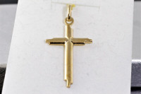 NEW STAMPED 10K GOLD ITALY. ASYMMETRIC MODERN CROSS FOR  SALE.