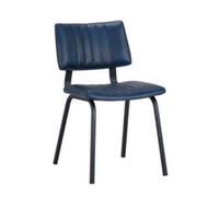 Blue Faux Leather Dining Chair w/Black Legs Qty 50