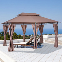 10' x 13' Patio Gazebo, Outdoor 2-Tiers Garden Canopy Yard Sunsh