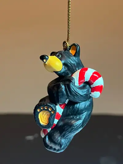 BearFoots bear holding a Candy Cane ornament vintage, View more