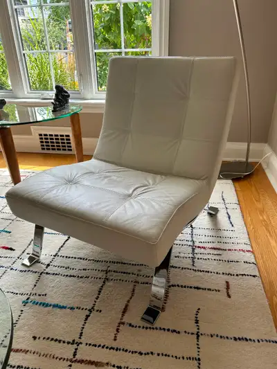 White Leather Accent Chair, View more