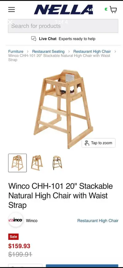 EUC restaurant style wood high chair. This model retails for $160 Pick up in beeton $60