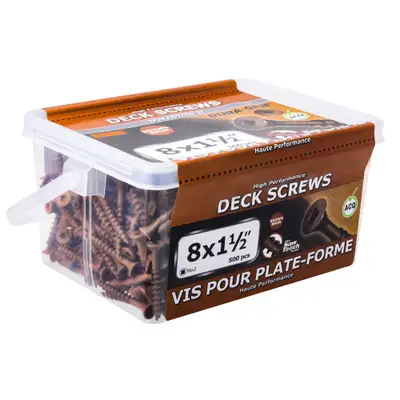 8x1-1/2 Cedar Deck Screws - 500pcs ERMACOAT Deck Screws are specifically designed for use in ACQ and...