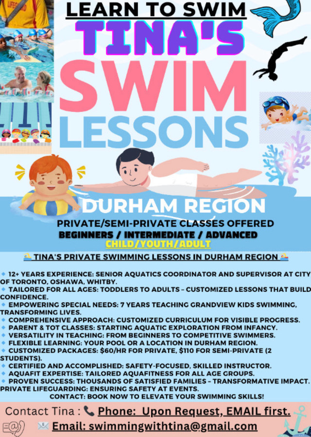 Tina's Swim Lessons - Learn To Swim For All Ages in Classes & Lessons in Oshawa / Durham Region
