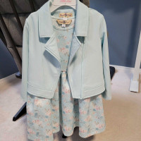 Toddler girl light blue flower dress with matching jacket size 4