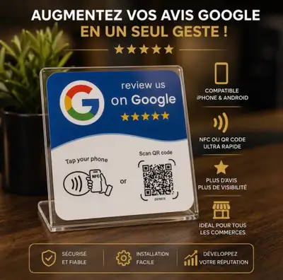 NFC Google Review Card / Carte NFC Avis Google, View more