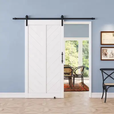 Panelled Manufactured Wood Prefinished Barn Door., View more