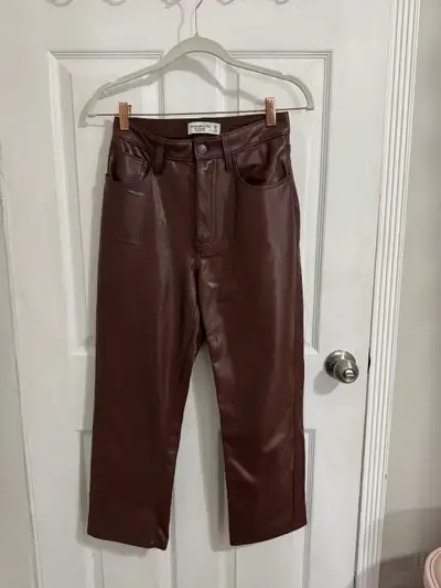 A&F 90s Straight Ultra High Rise Faux Leather Pants, View more