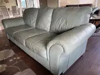 Light Blue Leather Couch from Ashley's Furniture
