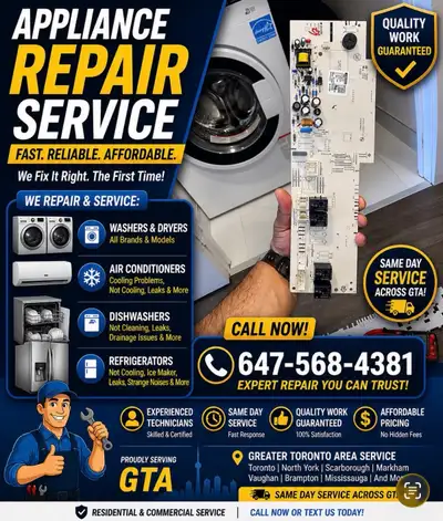 Appliance  Service Fridge Washer Dryer Dishwashers, View more