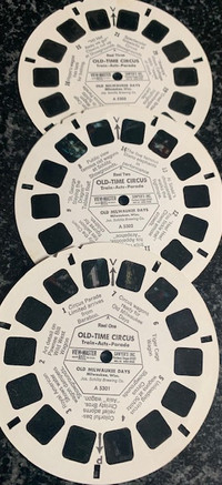 Old-Time Circus View-Master Packet A-530 set of 3 (Train, Acts,