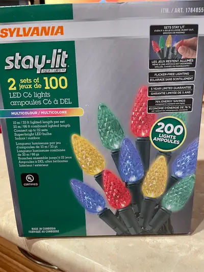 Sylvania Stay-lit C6 Christmas LED lights (New), View more