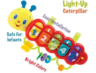 KiddoLab Lira The Caterpillar, jouet musical lumineux pour bébé à partir de 3 mois et plus, berceau,...