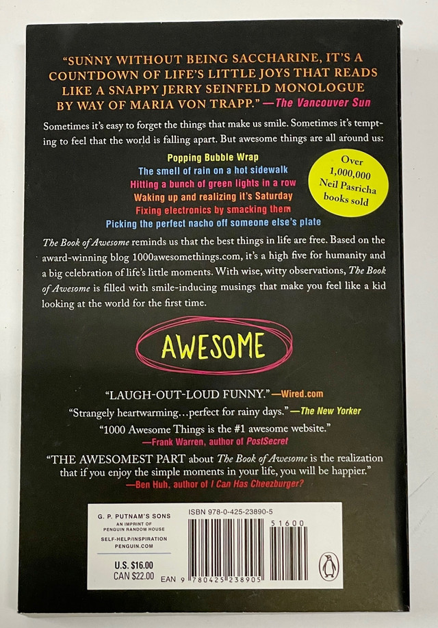 The Book of Awesome by Neil Pasricha paperback Brand new in Non-fiction in Markham / York Region - Image 2