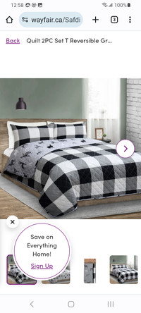 S&CO 2 piece Reversible twin quilt set. New in package.